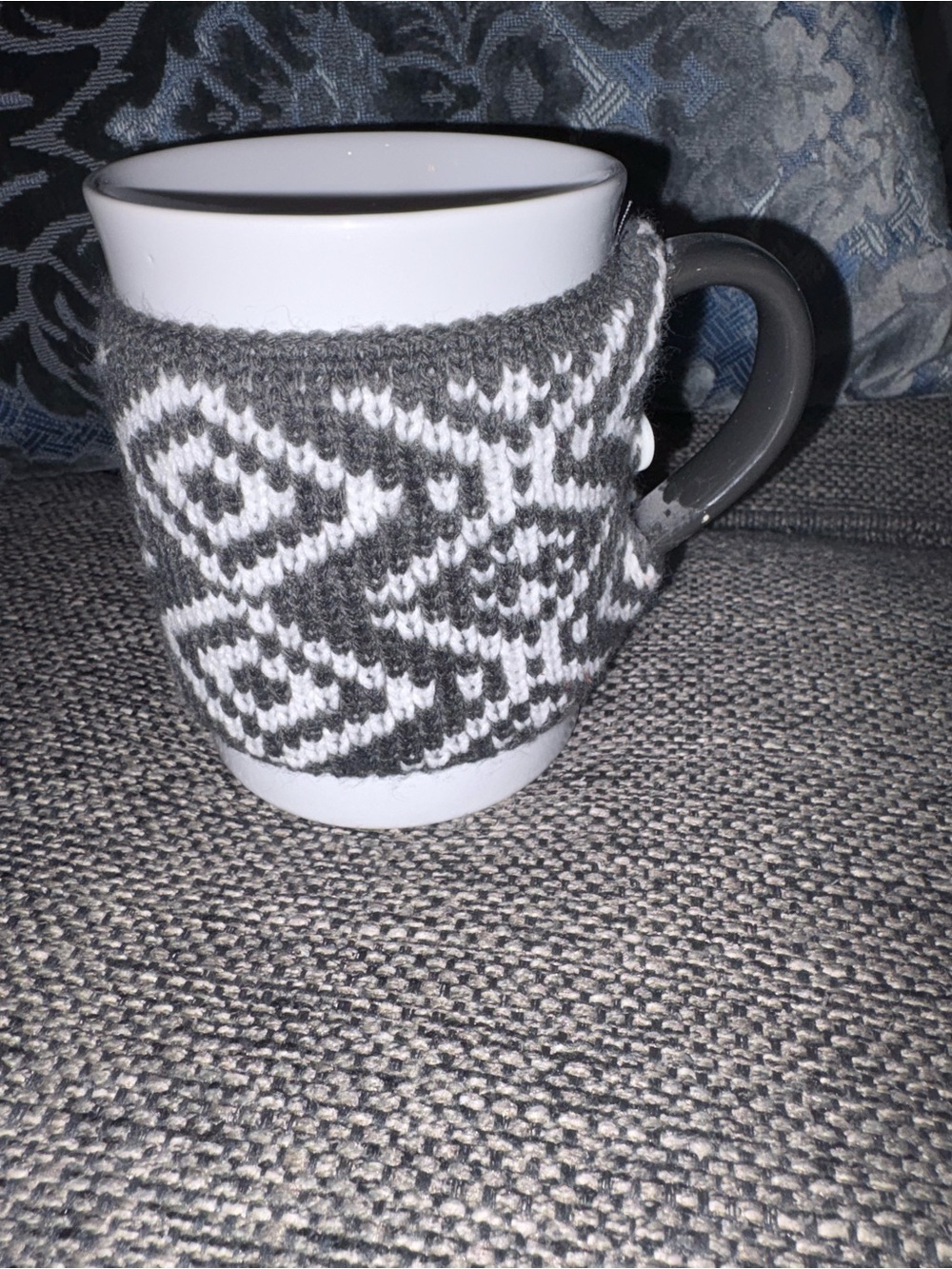 Threshold Gray and White Knit Mug Cozy